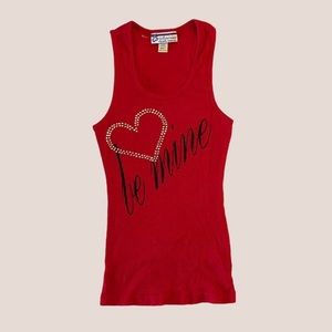 Vintage 2000s red ribbed rhinestone Tank top